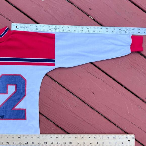 Vintage Healthtex Mockneck Football Number 12 T Shirt Jersey Baby Tee Yth 10 - Picture 10 of 10